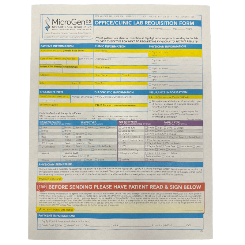 Blank Lab Requisitions