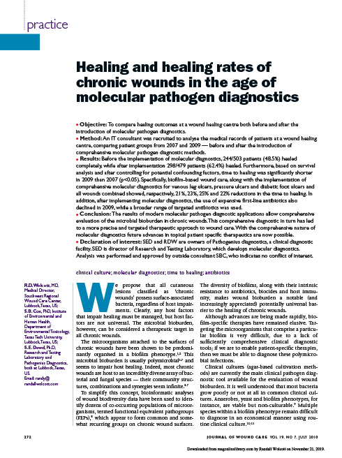 Healing and healing rates of chronic wounds in the age of molecu