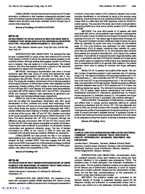 AN UTILIZATION OF NEXT GENERATION SEQUENCING OF URINE SAMPLES FO