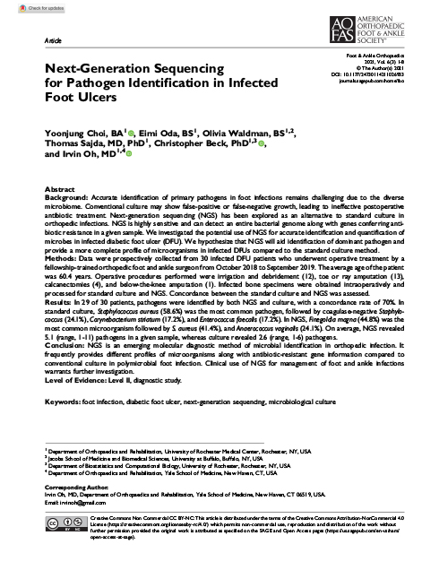 Next-Generation Sequencing for Pathogen Identification in Infected Foot Ulcers